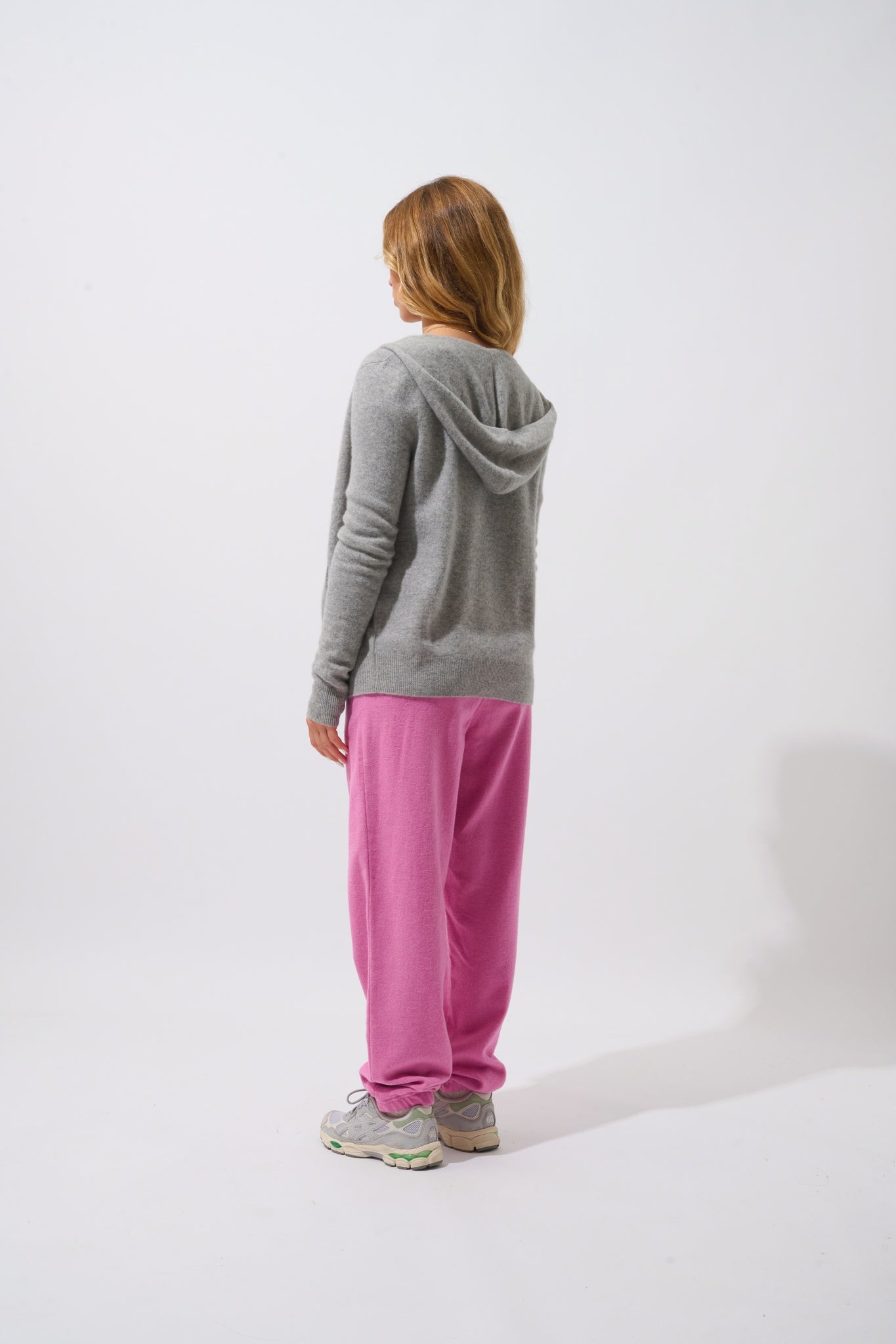 COLOMBIS gilet zippé capuche nuage chiné 100% cachemire