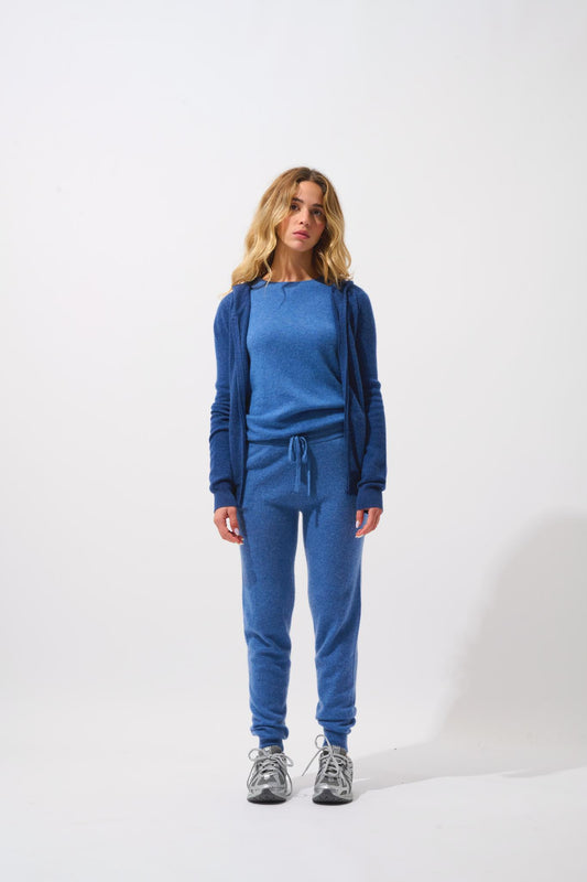 COLOMBIS ocean hooded zip cardigan 100% cashmere