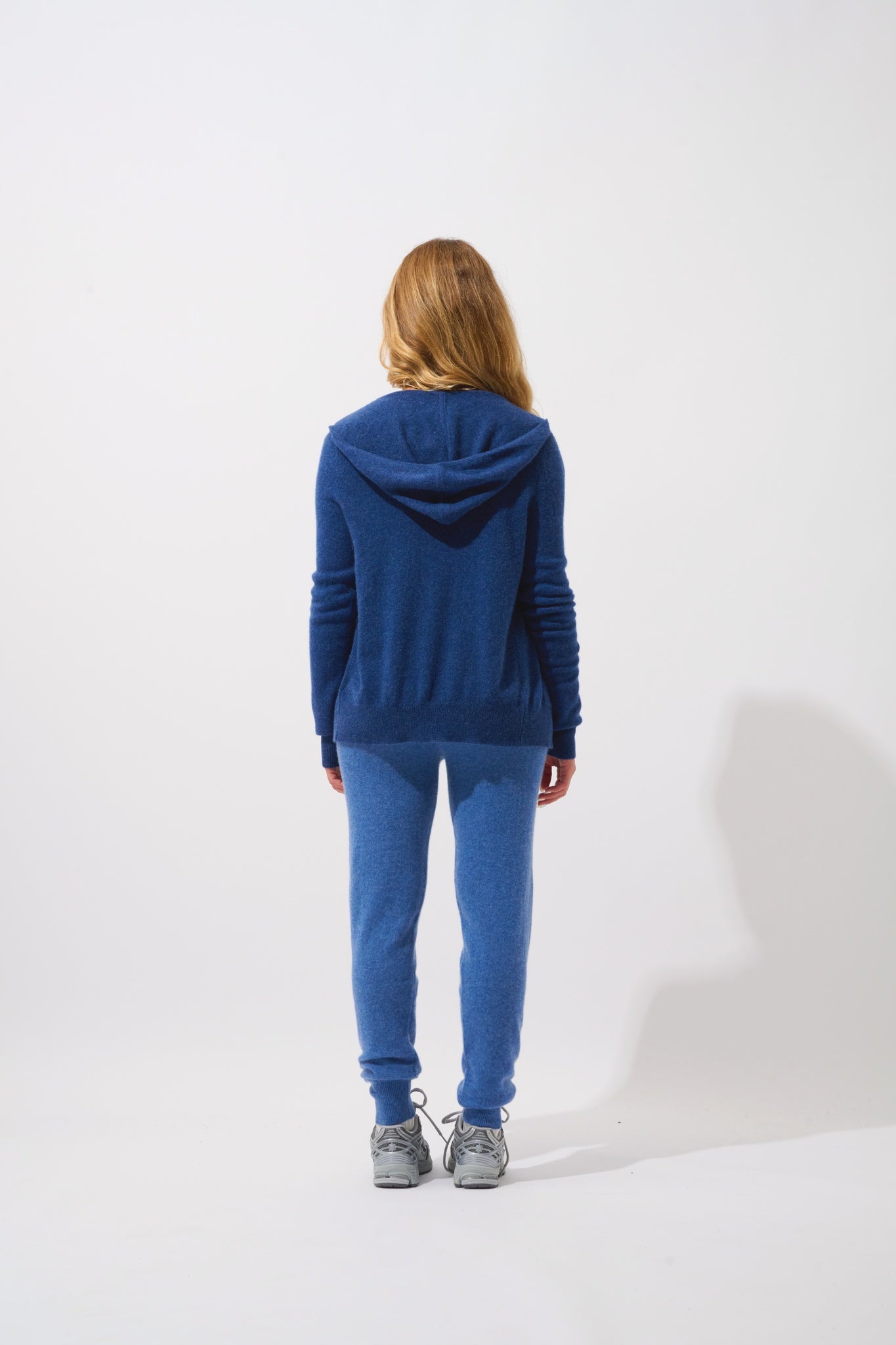 COLOMBIS gilet zippé capuche ocean chiné 100% cachemire