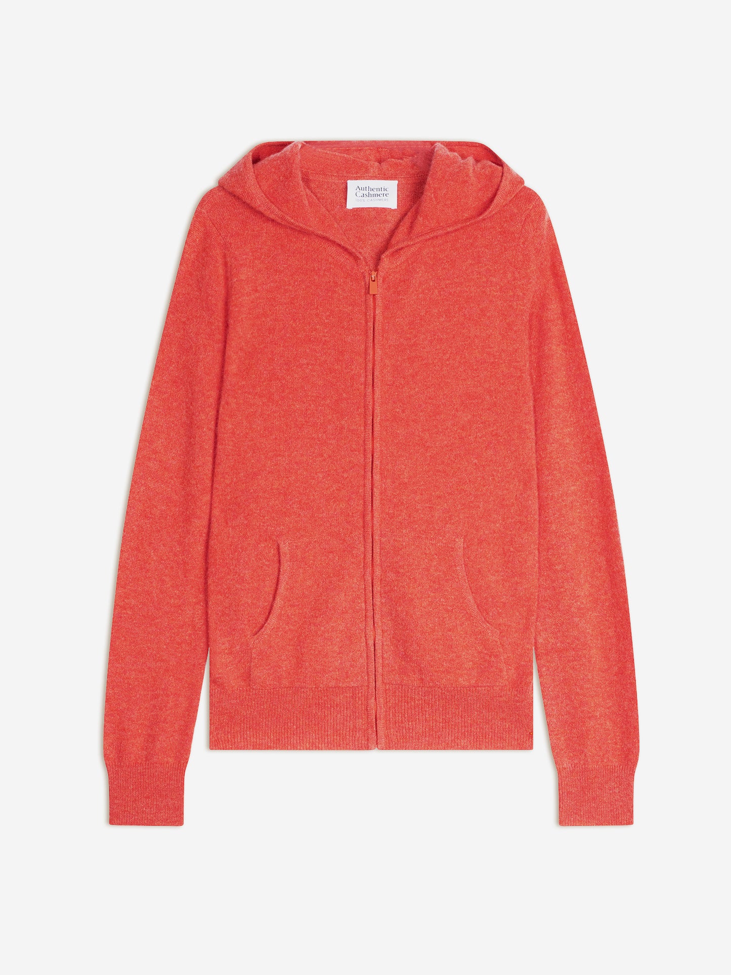 COLOMBIS gilet zippé capuche orange chiné 100% cachemire