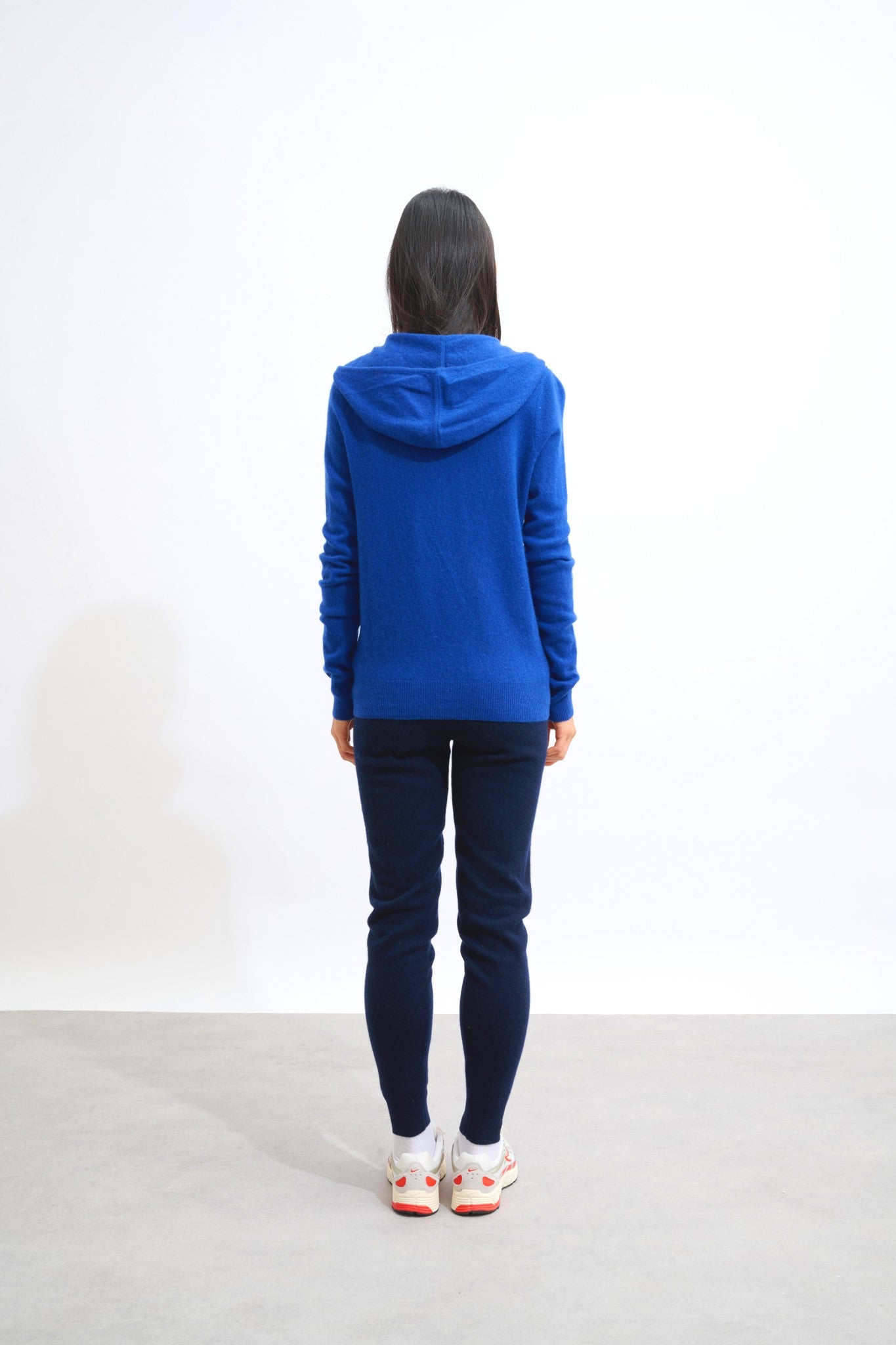 colombis gilet zippé capuche outremer 100% cachemire