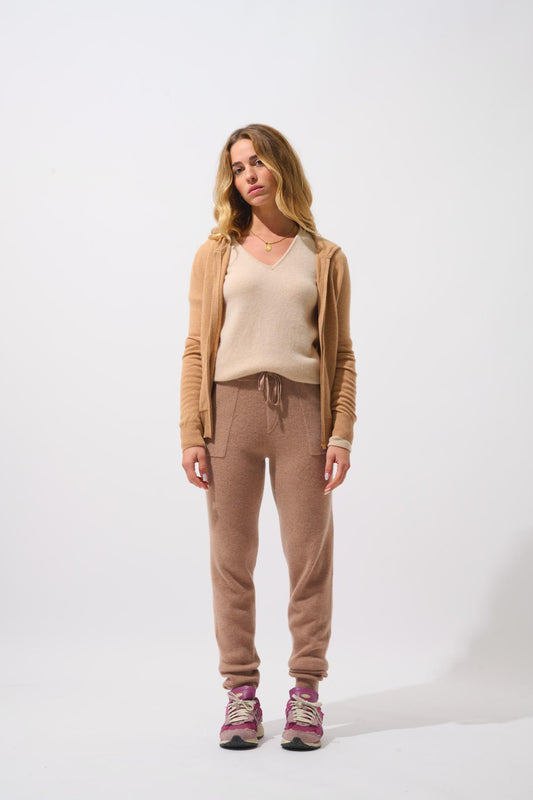 COLOMBIS 100% cashmere sahara hooded zip cardigan