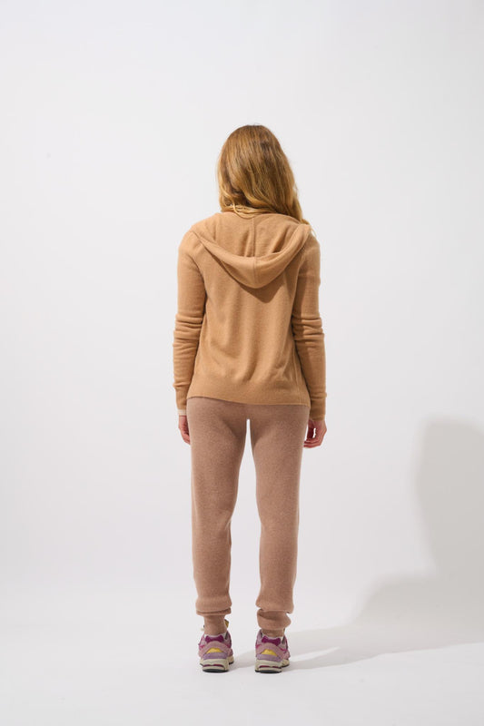 COLOMBIS 100% cashmere sahara hooded zip cardigan