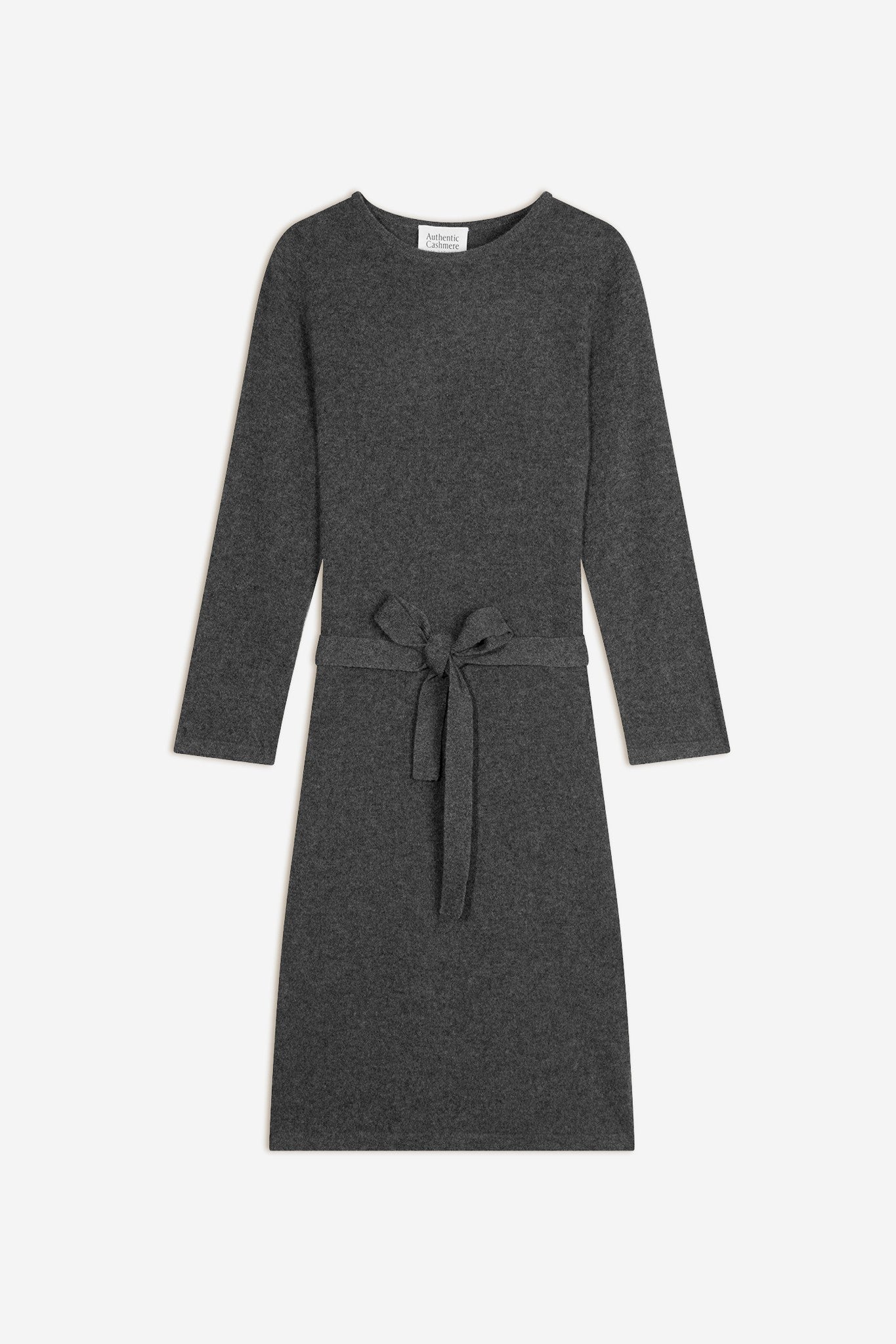 coniston robe col rond avec ceinture anthracite chiné 100% cachemire