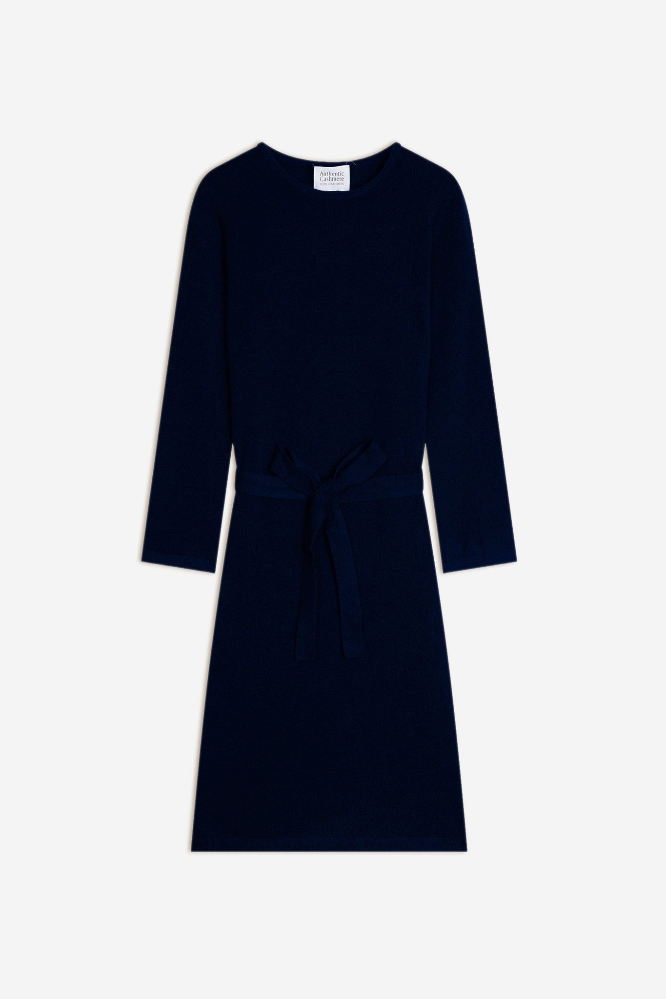 coniston robe col rond avec ceinture navy 100% cachemire