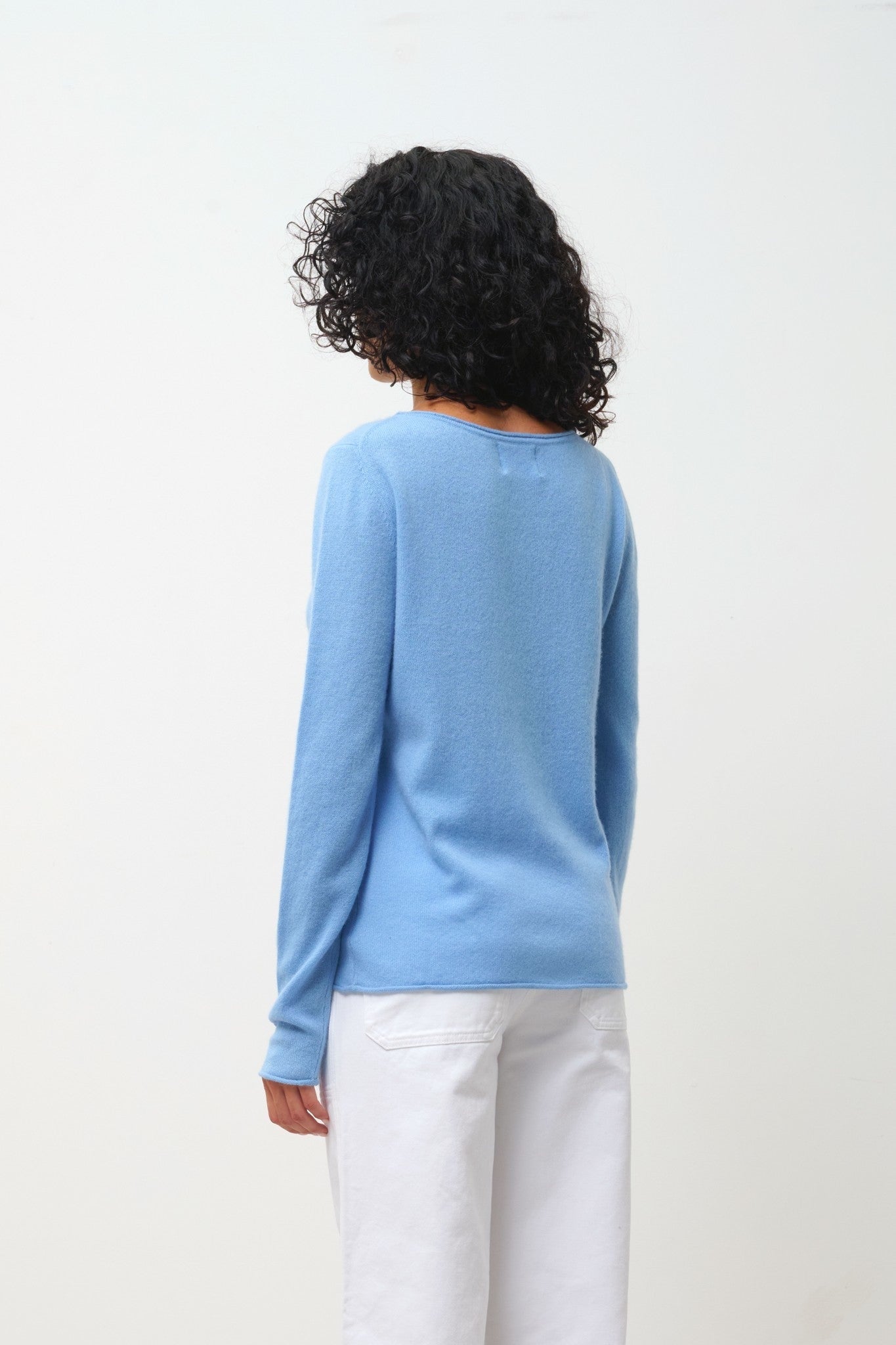 criou pull col bateau baby blue 100% cachemire
