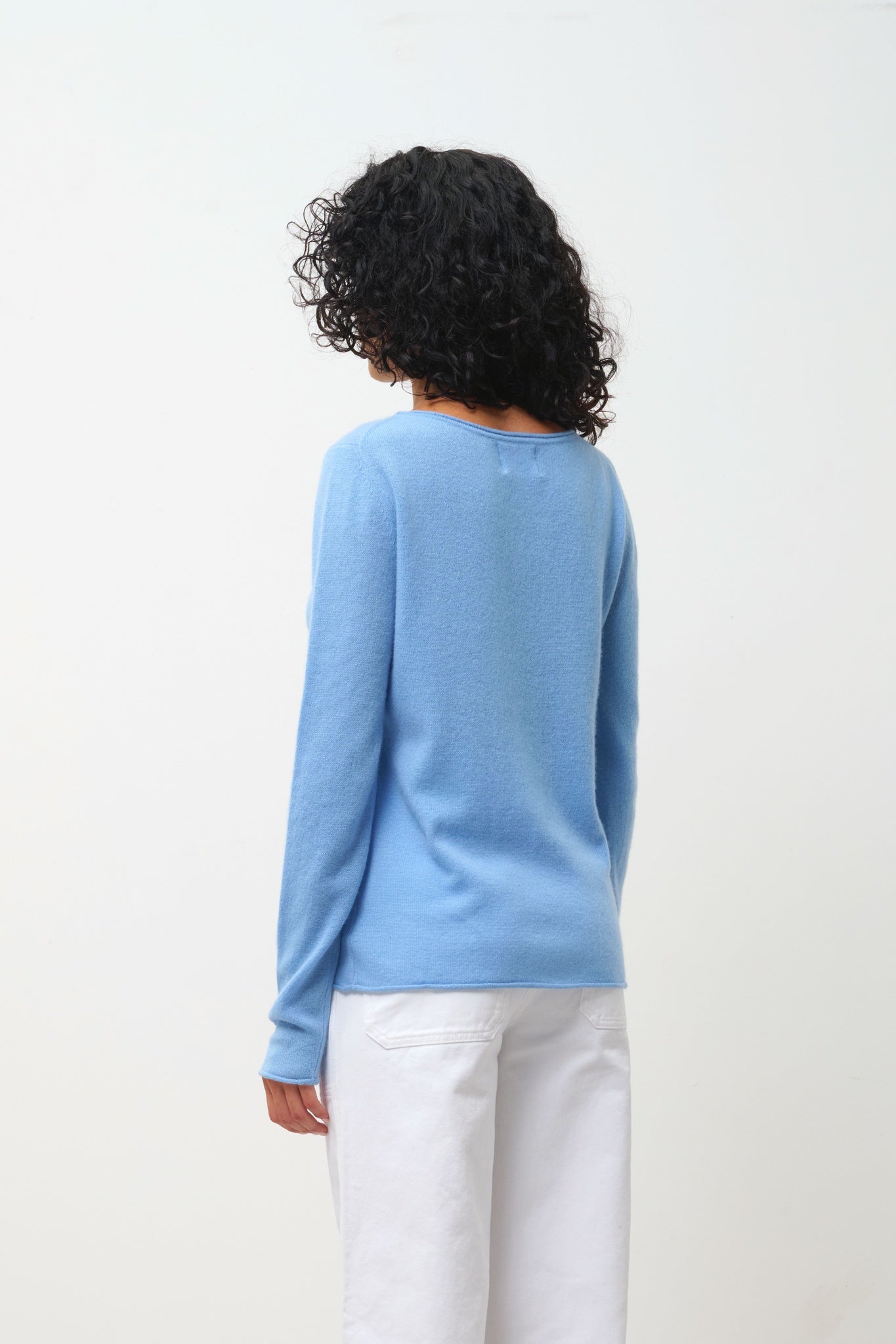 CRIOU pull col bateau baby blue 100% cachemire
