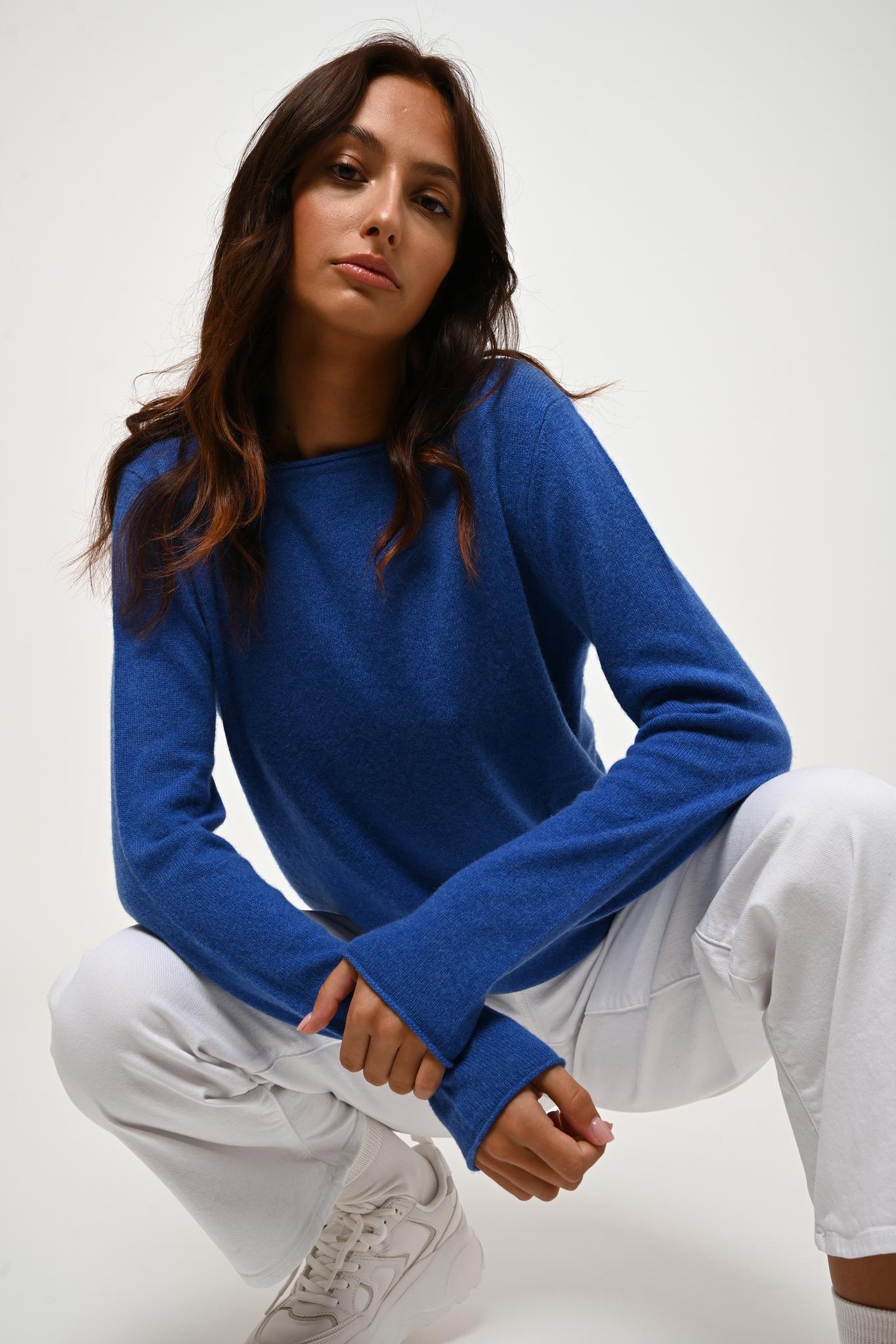CRIOU Pullover mit Bootsausschnitt in Electric Blue aus 100% Kaschmir