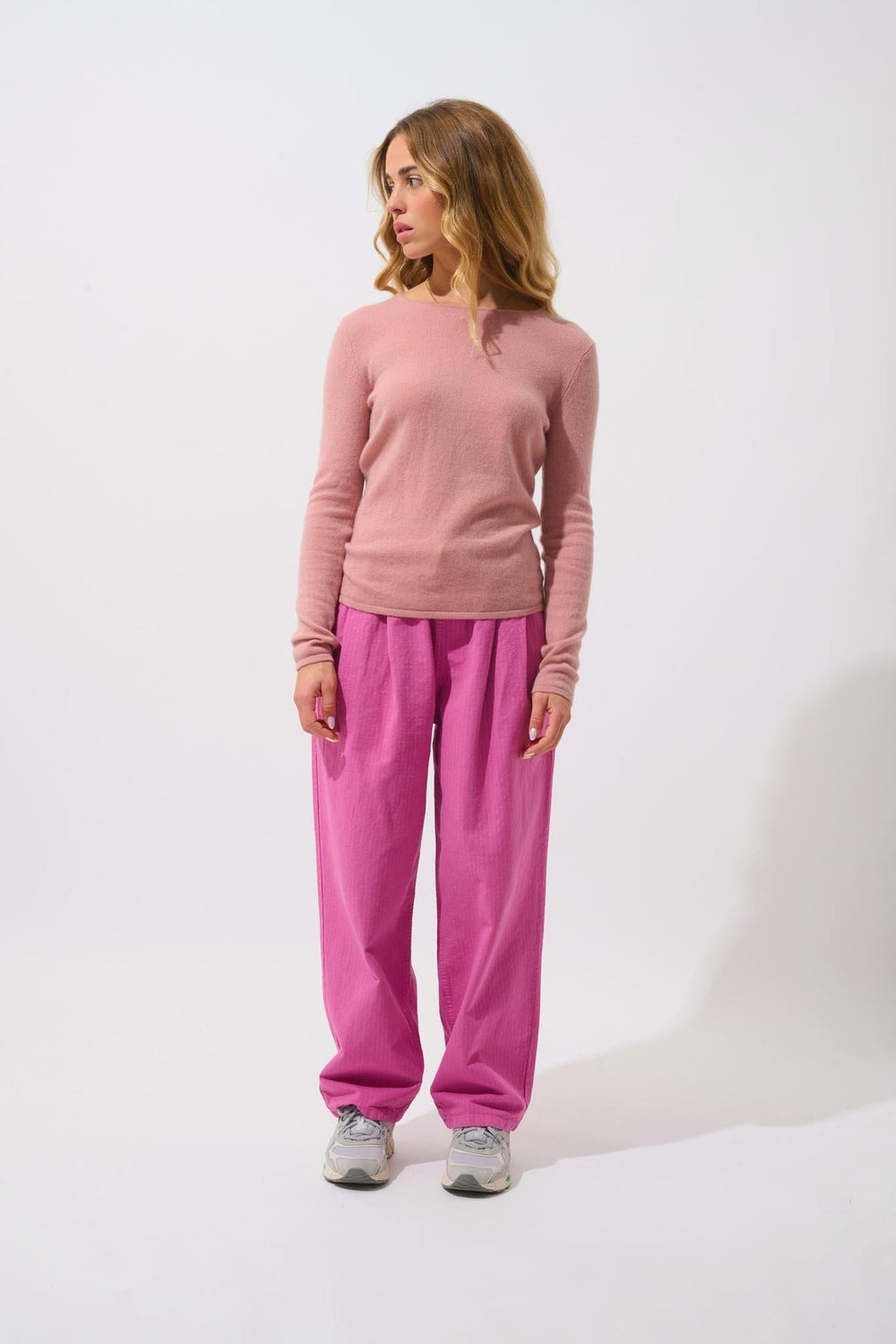 CRIOU Pullover mit U-Boot-Ausschnitt, Rosenholz, 100 % Kaschmir