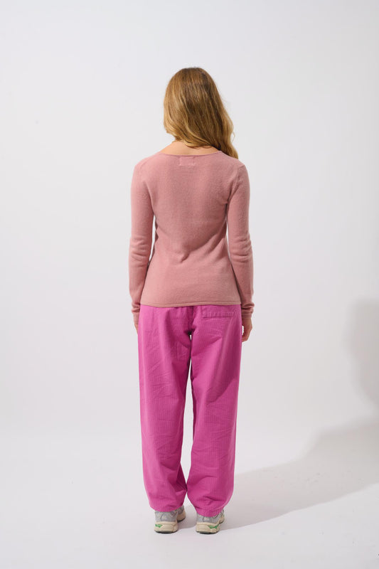 CRIOU Pullover mit U-Boot-Ausschnitt, Rosenholz, 100 % Kaschmir