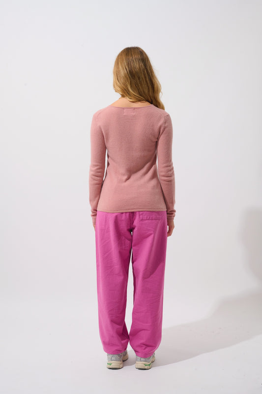 CRIOU Pullover mit U-Boot-Ausschnitt, Rosenholz, 100 % Kaschmir