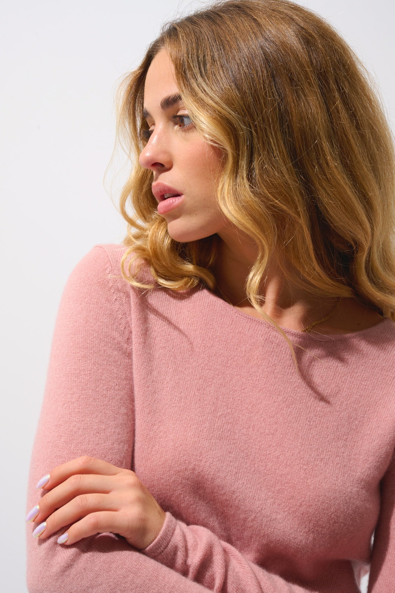 CRIOU Pullover mit U-Boot-Ausschnitt, Rosenholz, 100 % Kaschmir