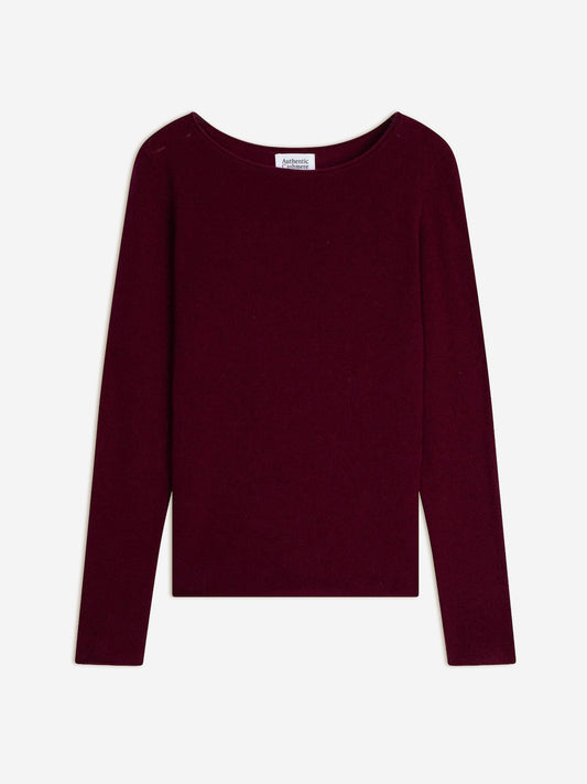 CRIOU pull col bateau bordeaux 100% cachemire