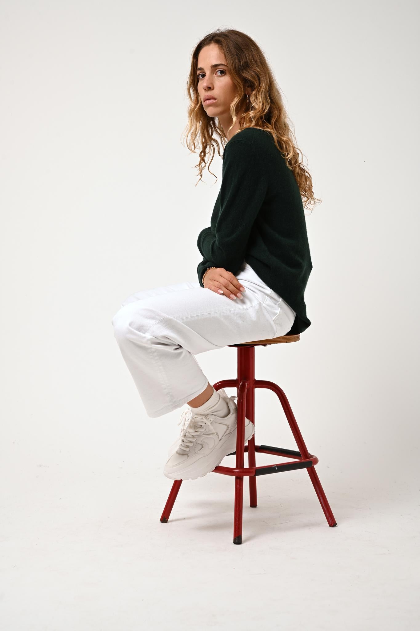 CRIOU pull col bateau cyprès 100% cachemire