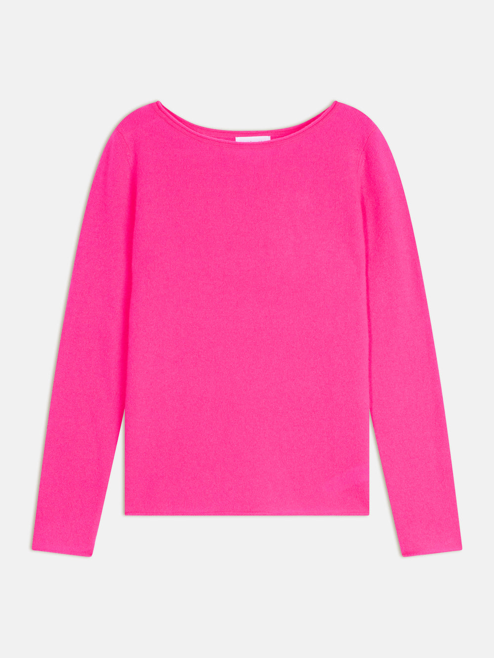 CRIOU pull col bateau flamand rose fluo 100% cachemire