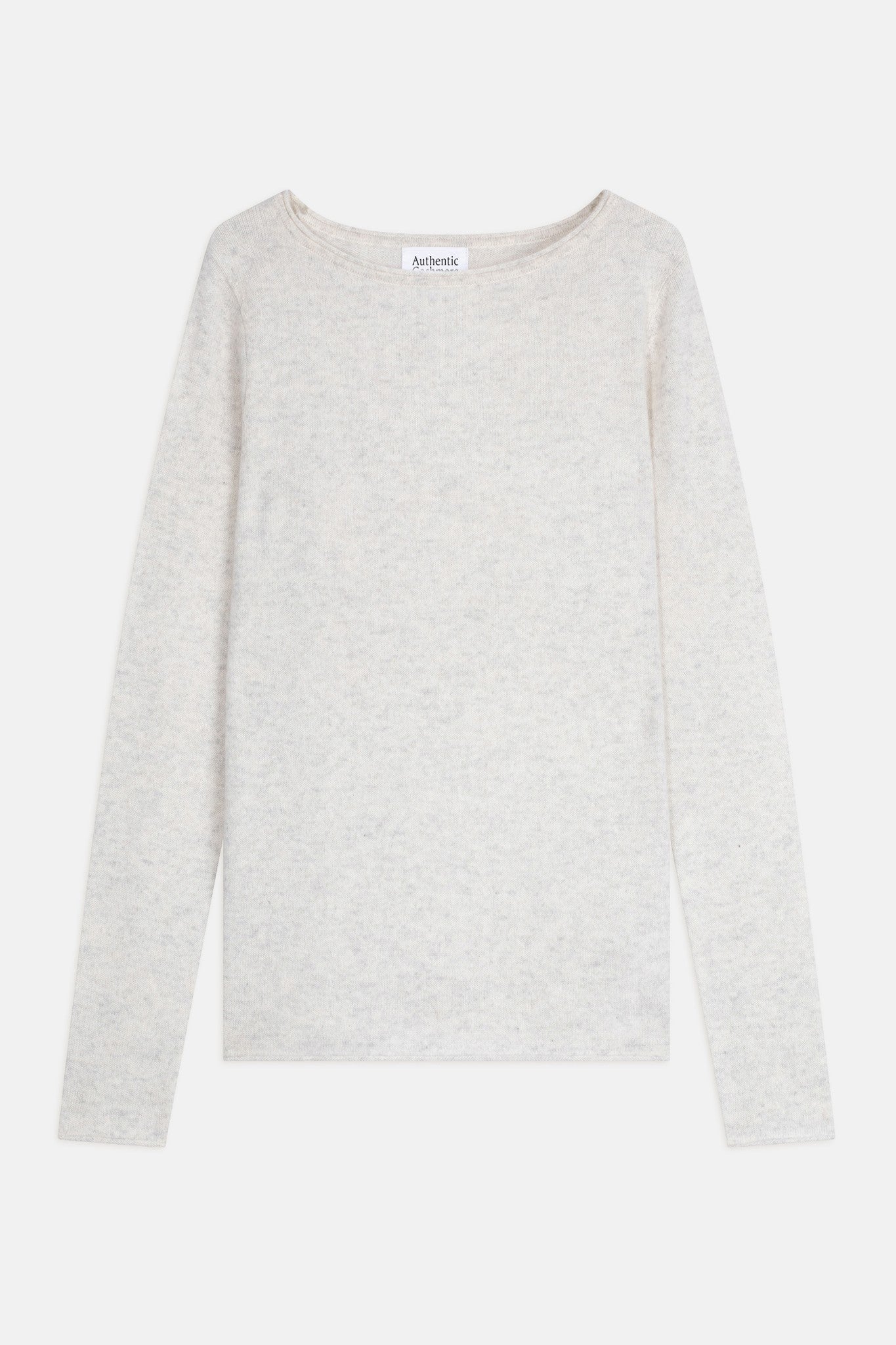 criou pull col bateau gris perle chiné 100% cachemire