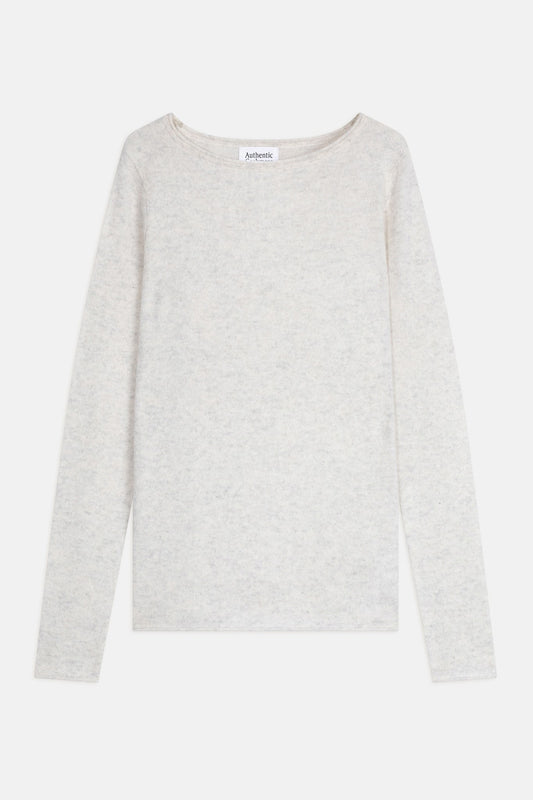 criou pull col bateau gris perle chiné 100% cachemire