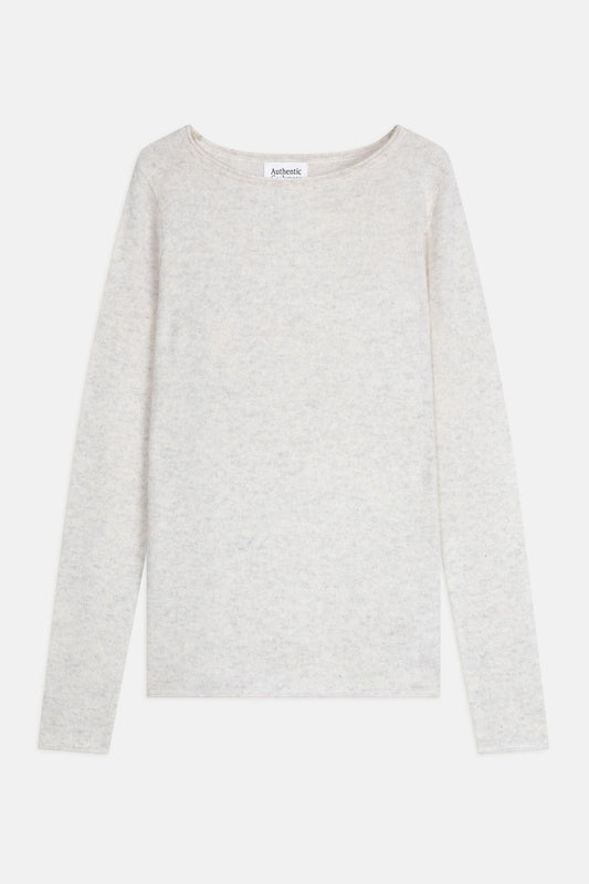 criou pull col bateau gris perle chiné 100% cachemire