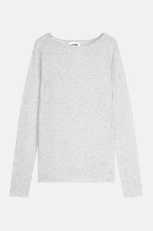 criou pull col bateau gris perle chiné 100% cachemire