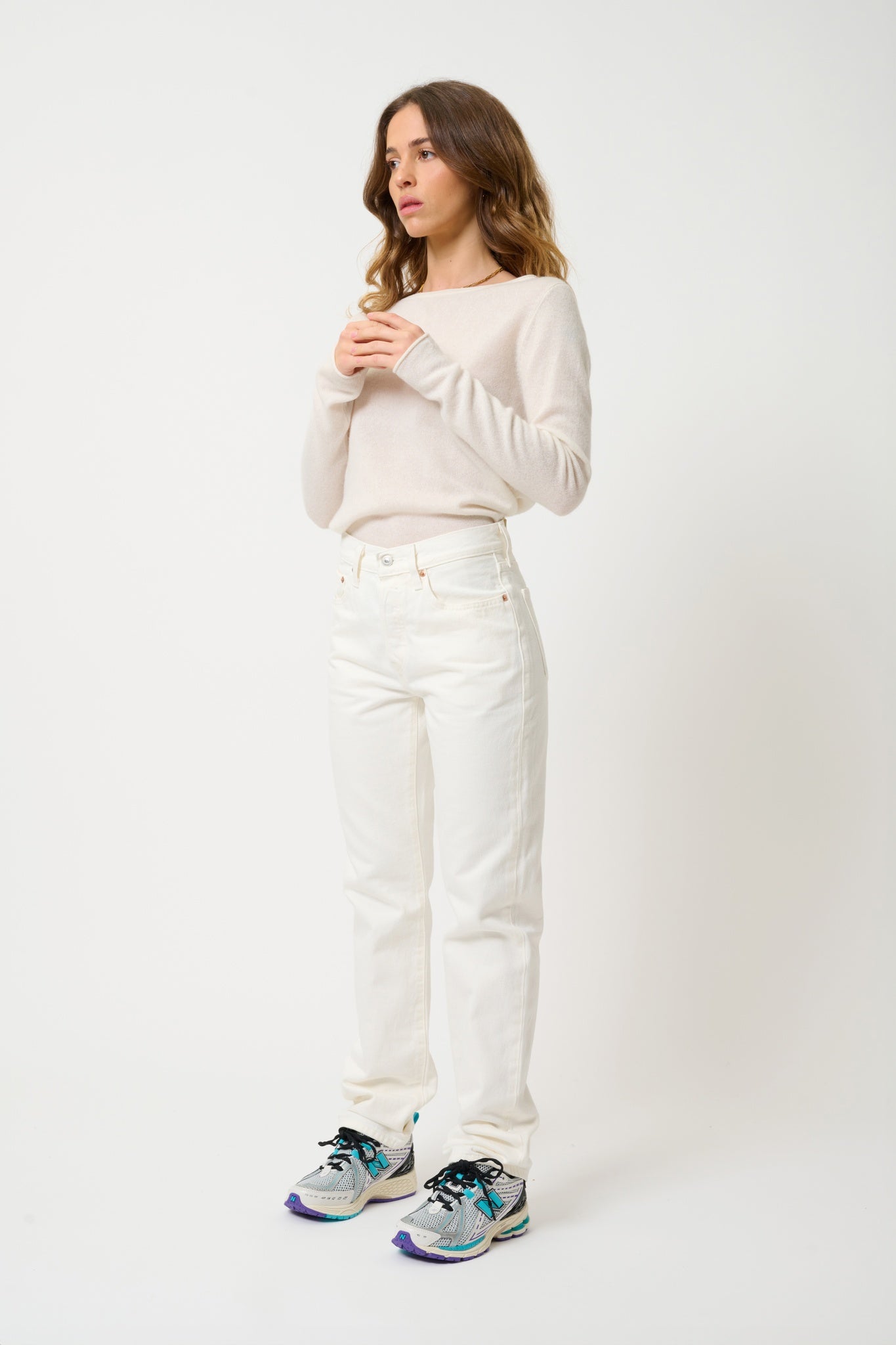 CRIOU ivory boat-neck sweater 100% cashmere