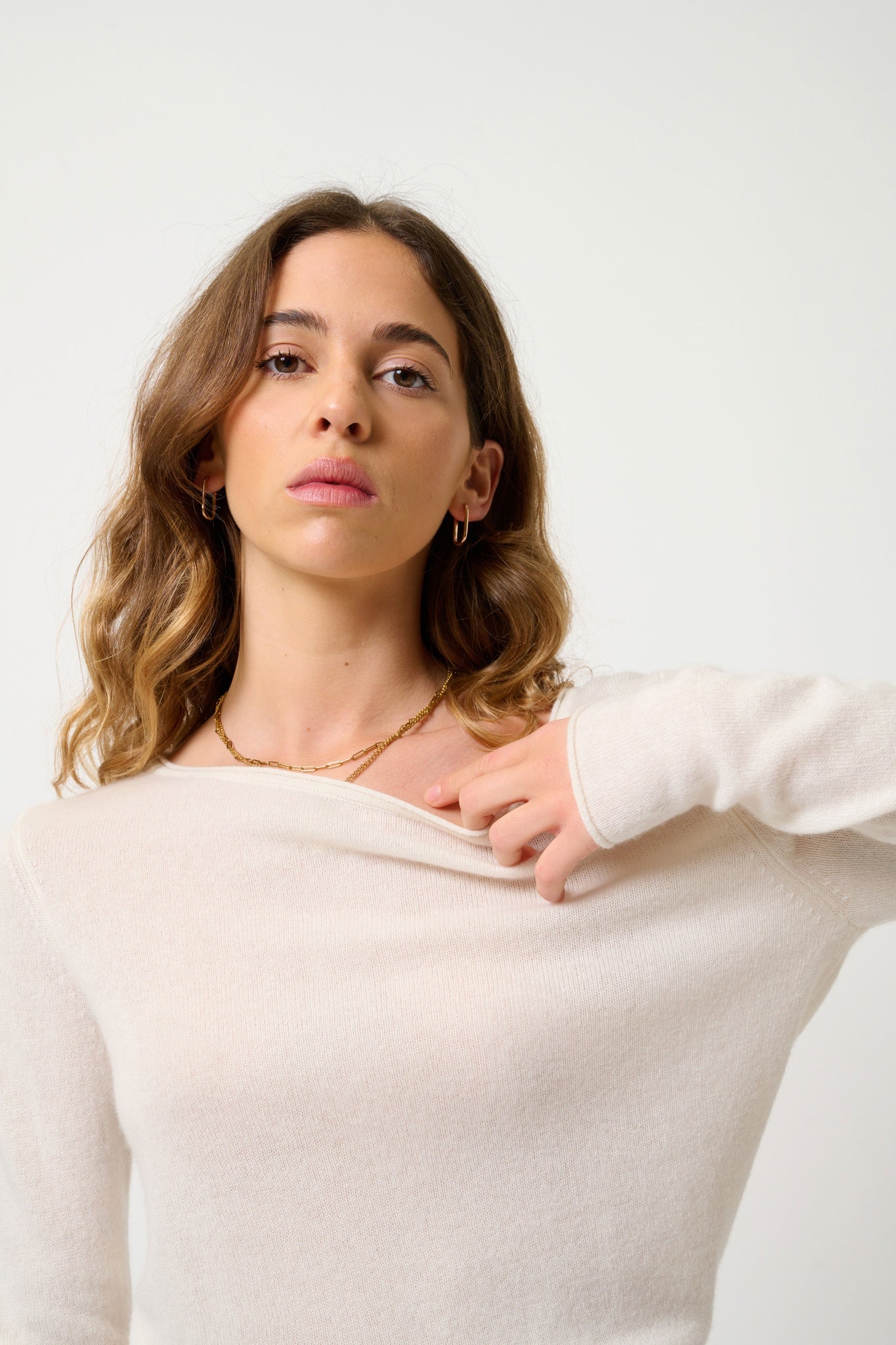 CRIOU ivory boat-neck sweater 100% cashmere