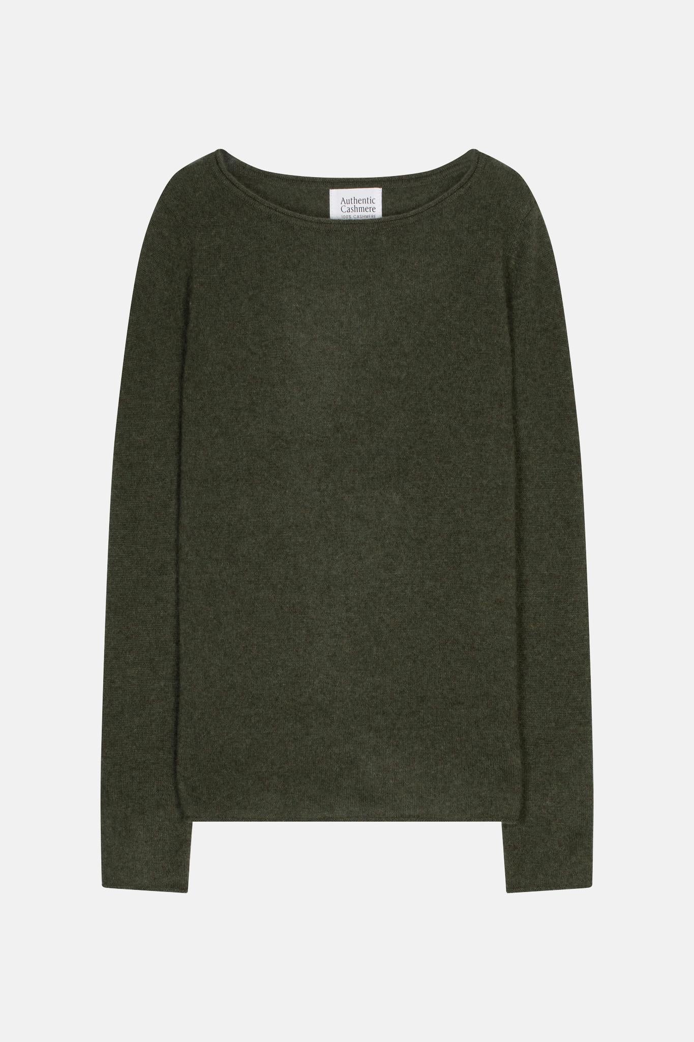 CRIOU khaki mottled boat-neck sweater 100% cashmere