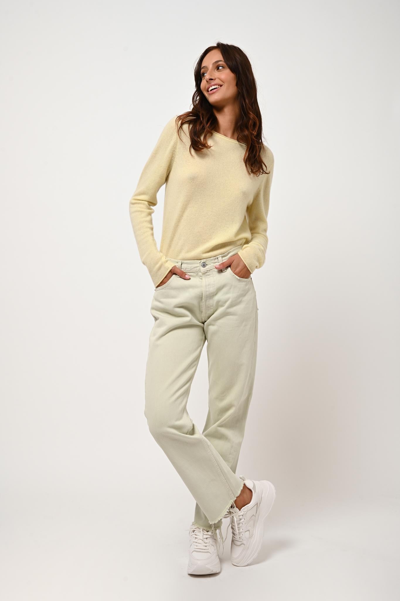 CRIOU boat-neck sweater lemonade 100% cashmere