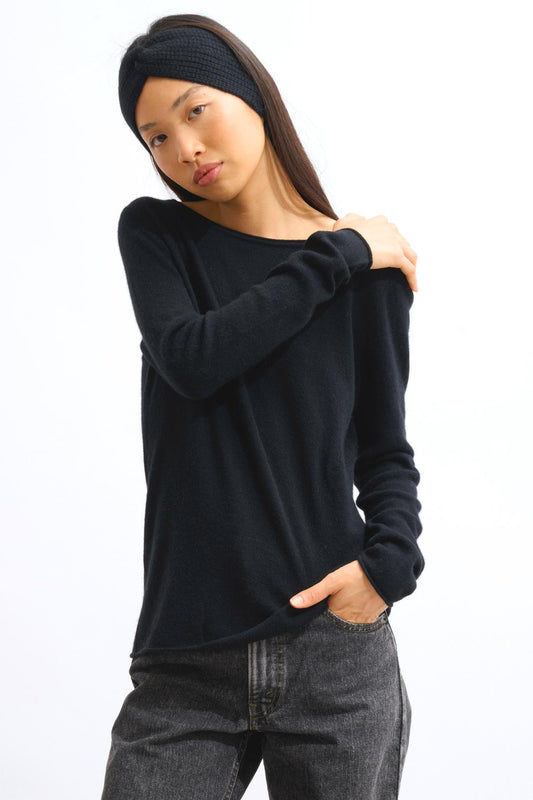 CRIOU black boat-neck sweater 100% cashmere