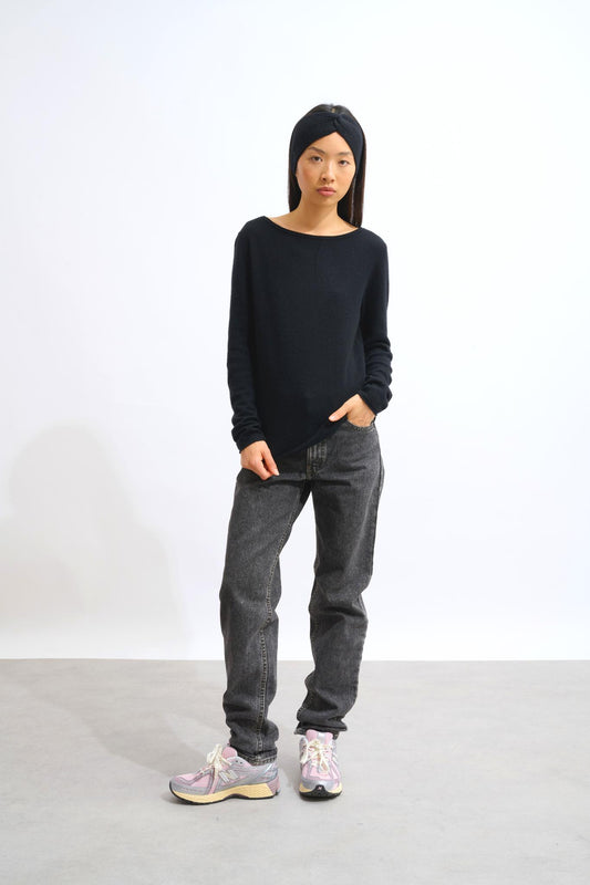CRIOU black boat-neck sweater 100% cashmere