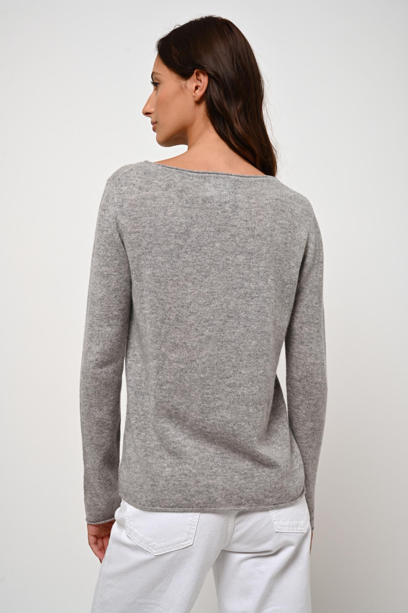 CRIOU pull col bateau nuage chiné 100% cachemire