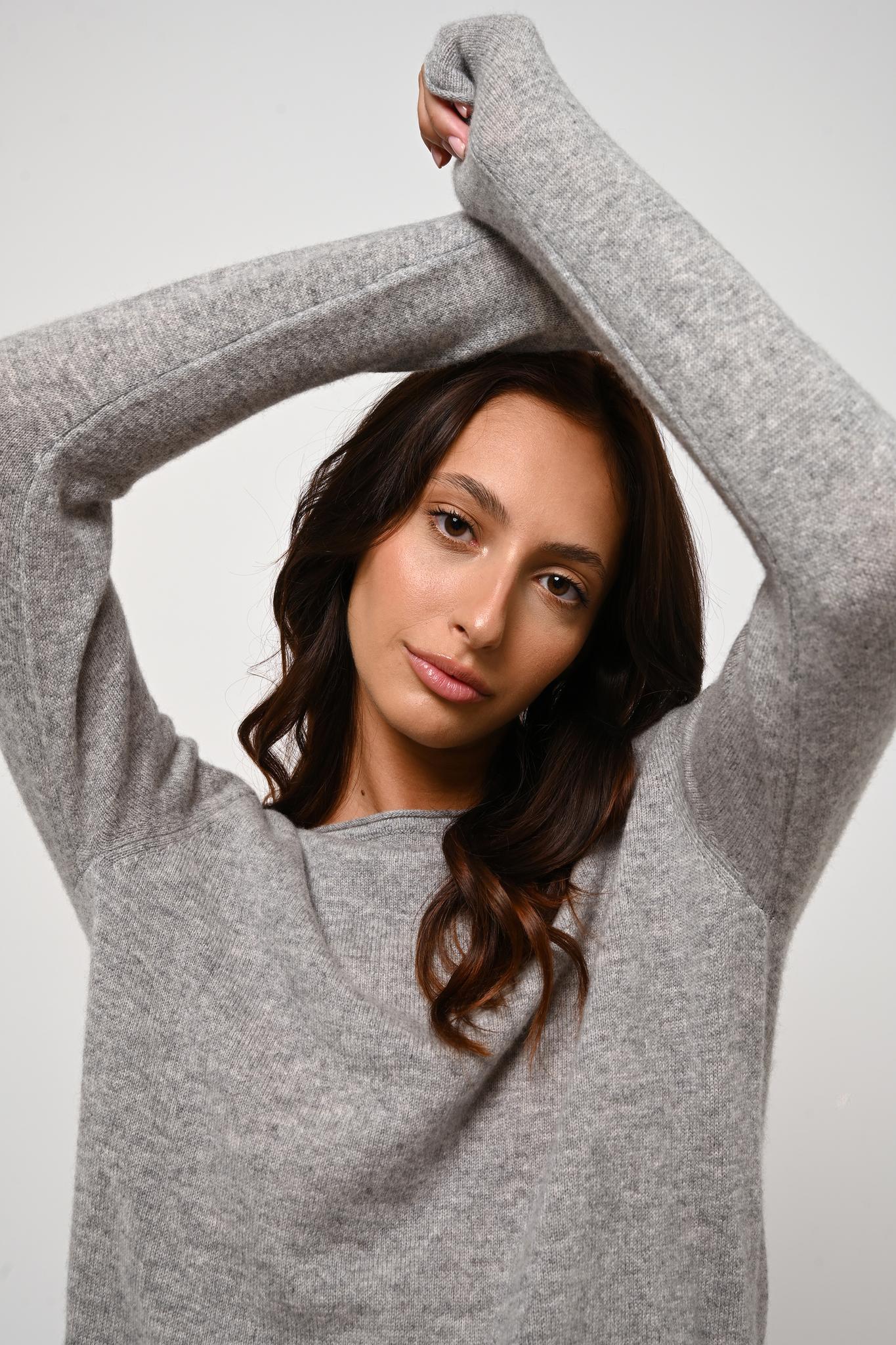 CRIOU pull col bateau nuage chiné 100% cachemire