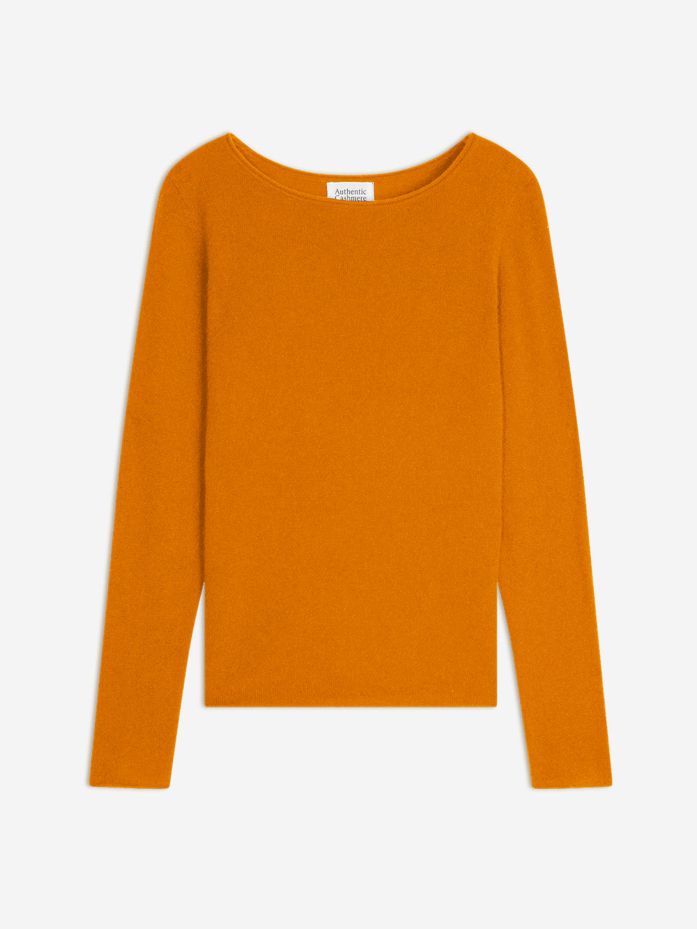 CRIOU Pullover mit ockerfarbenem Bootsausschnitt aus 100% Kaschmir