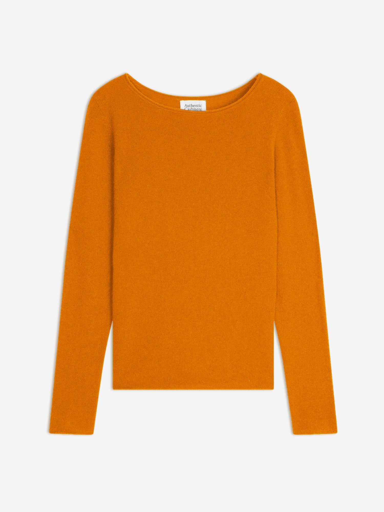 CRIOU Pullover mit ockerfarbenem Bootsausschnitt aus 100% Kaschmir