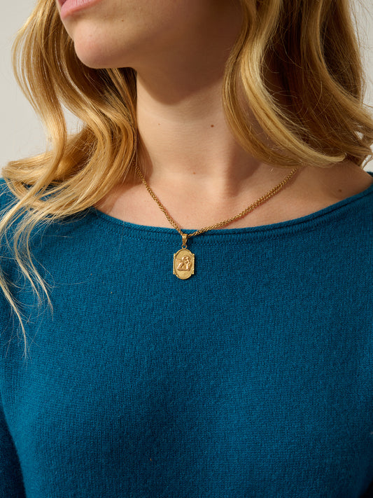 CRIOU Pullover mit Bootsausschnitt Pfau 100% Kaschmir