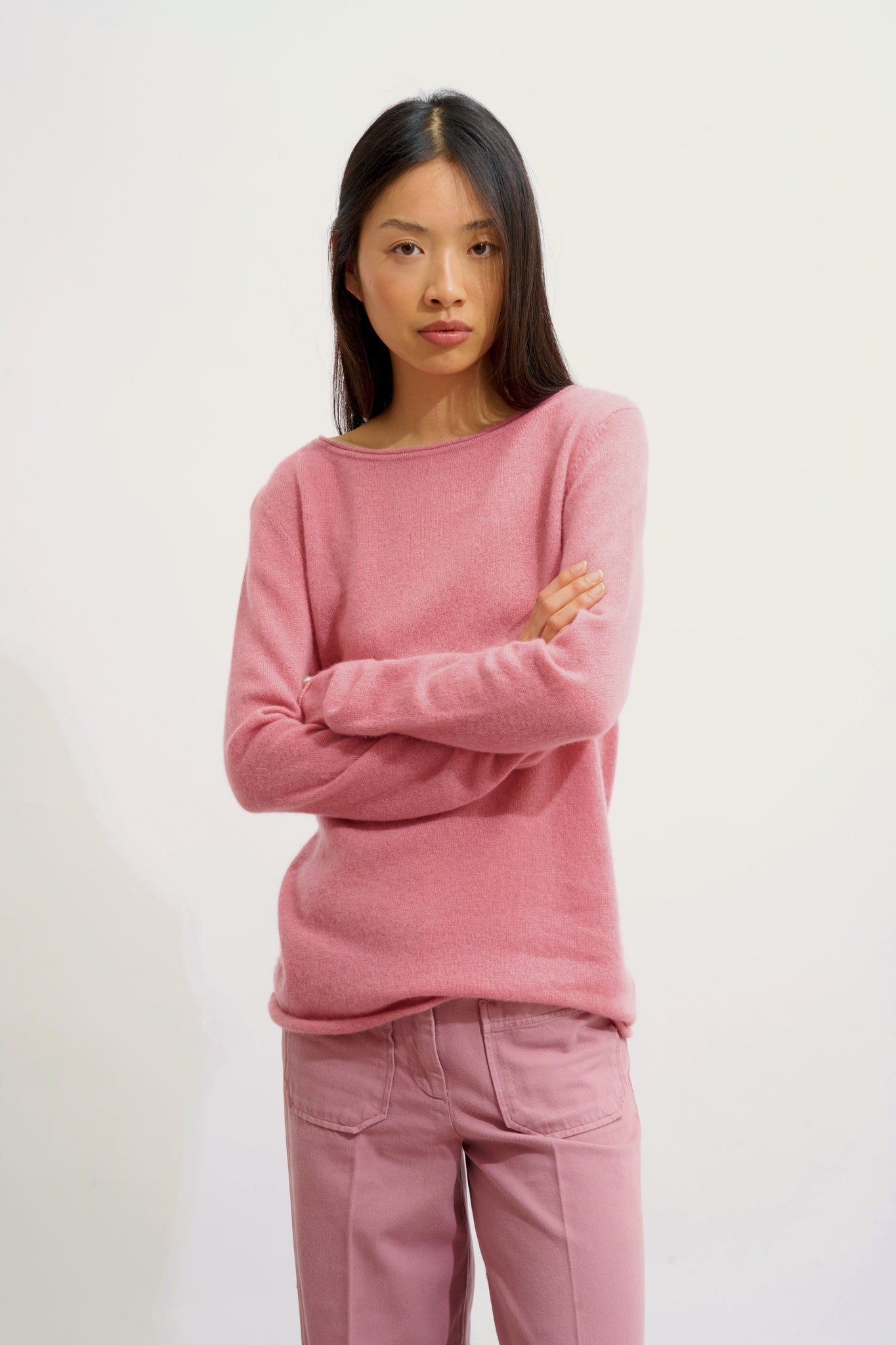 CRIOU Pullover mit Bootsausschnitt Blütenblatt 100% Kaschmir