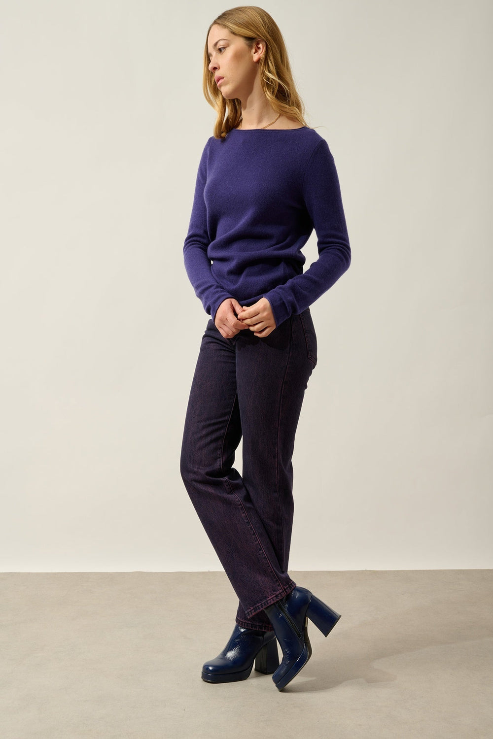 CRIOU Pullover mit Bootsausschnitt purple 100% Kaschmir