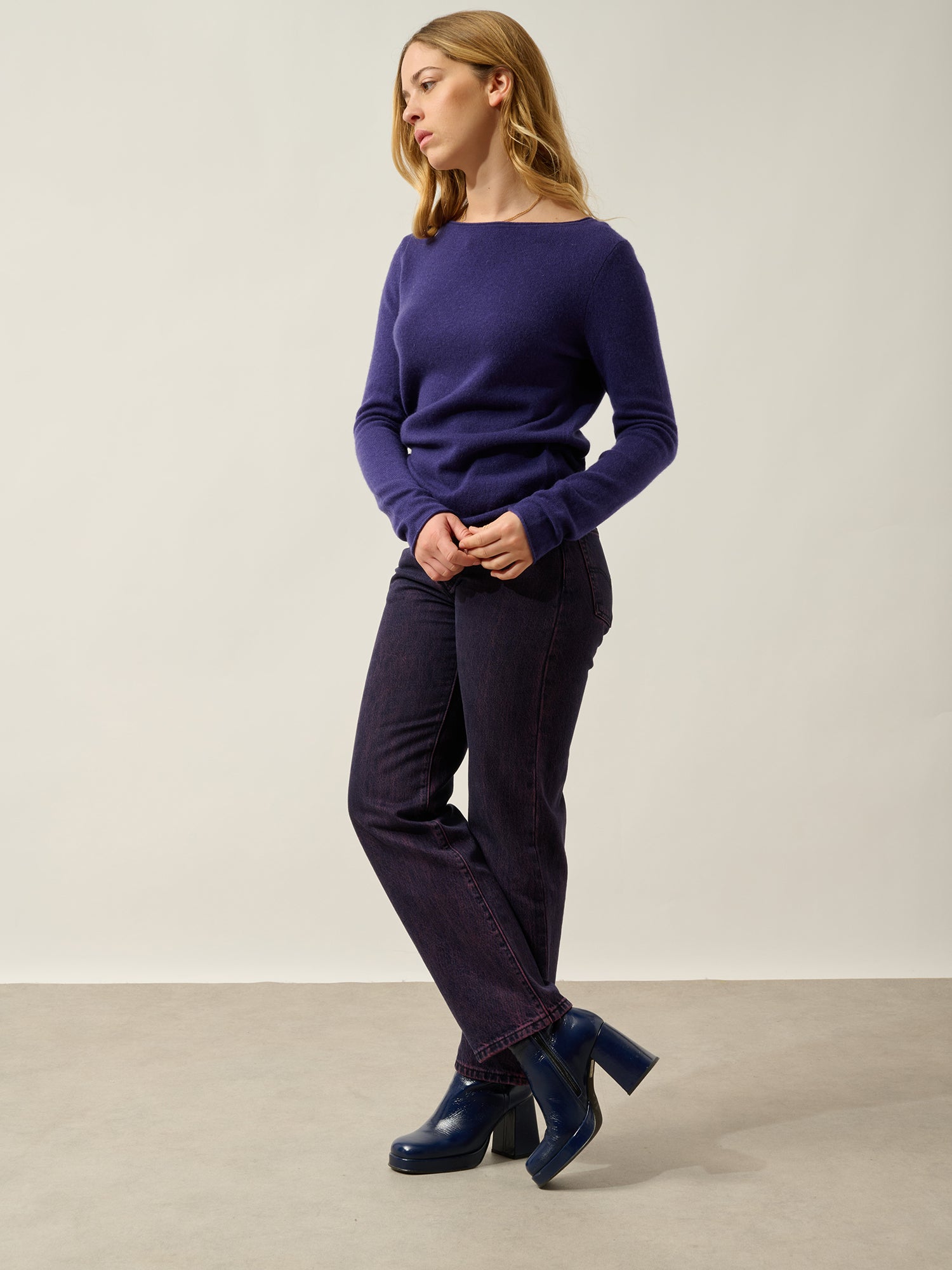 CRIOU Pullover mit Bootsausschnitt purple 100% Kaschmir