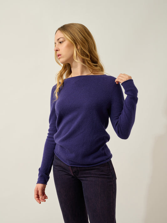 CRIOU boat-neck sweater purple 100% cashmere