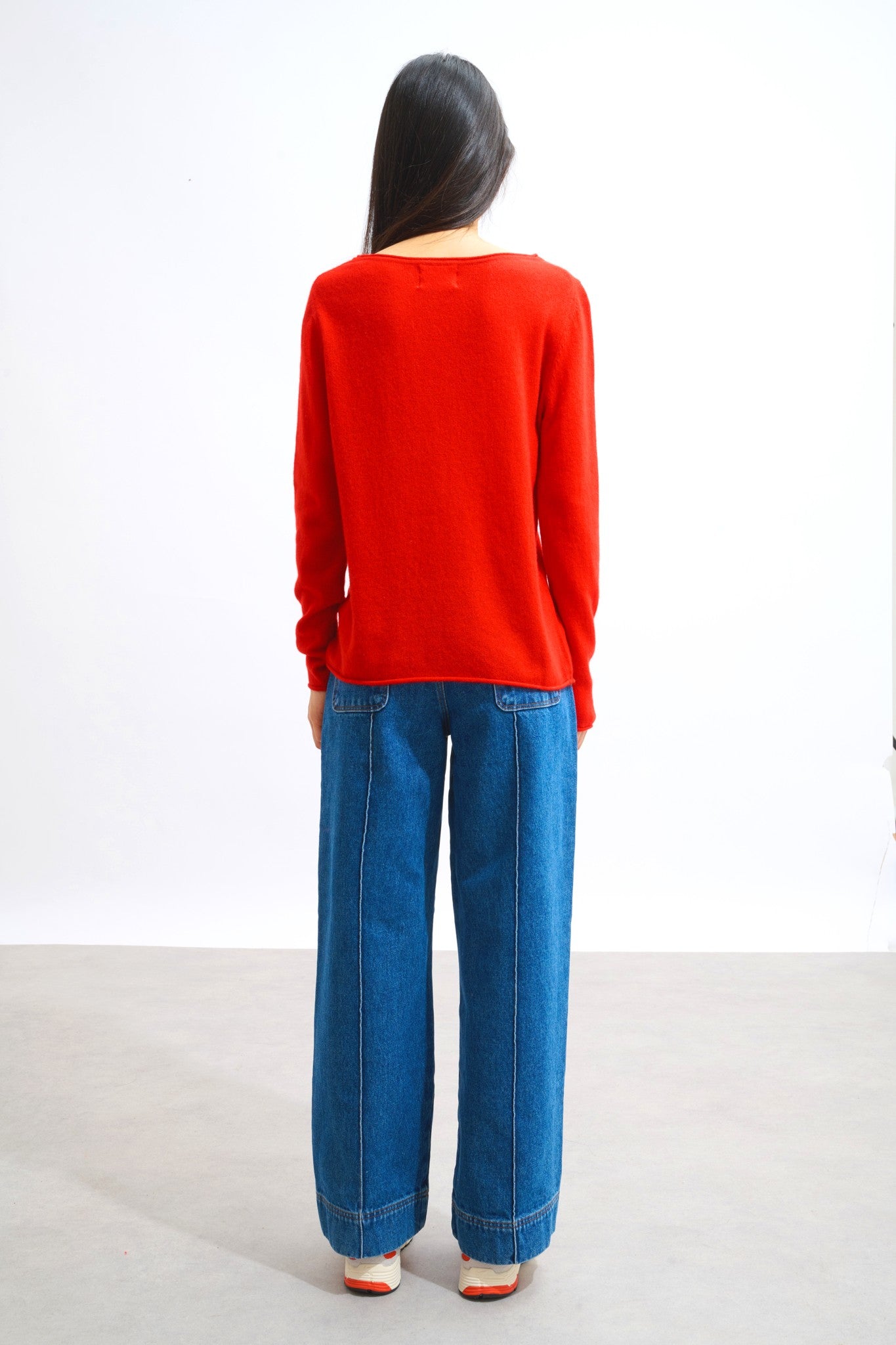 criou pull col bateau rouge 100% cachemire