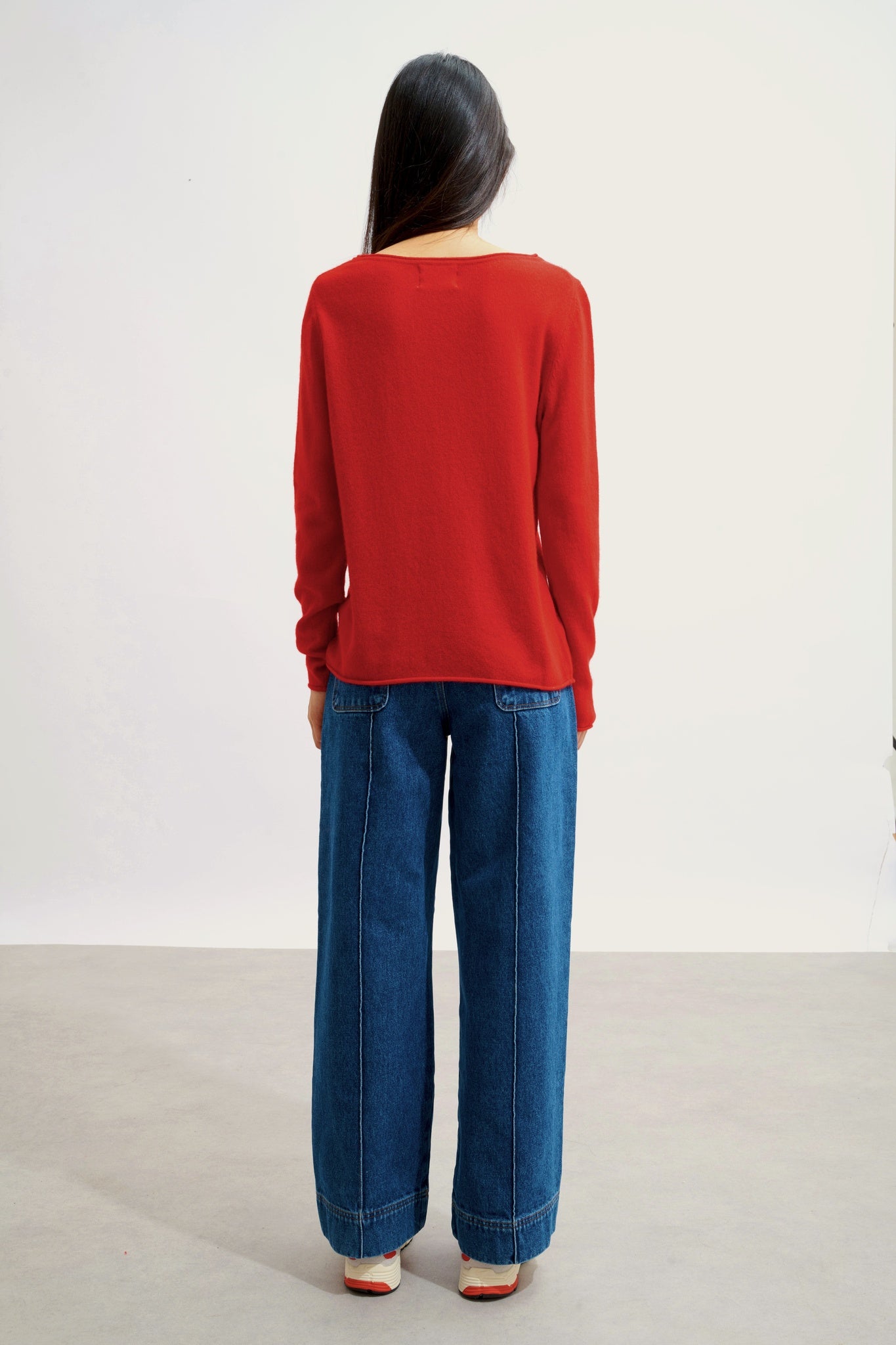 CRIOU pull col bateau rouge 100% cachemire