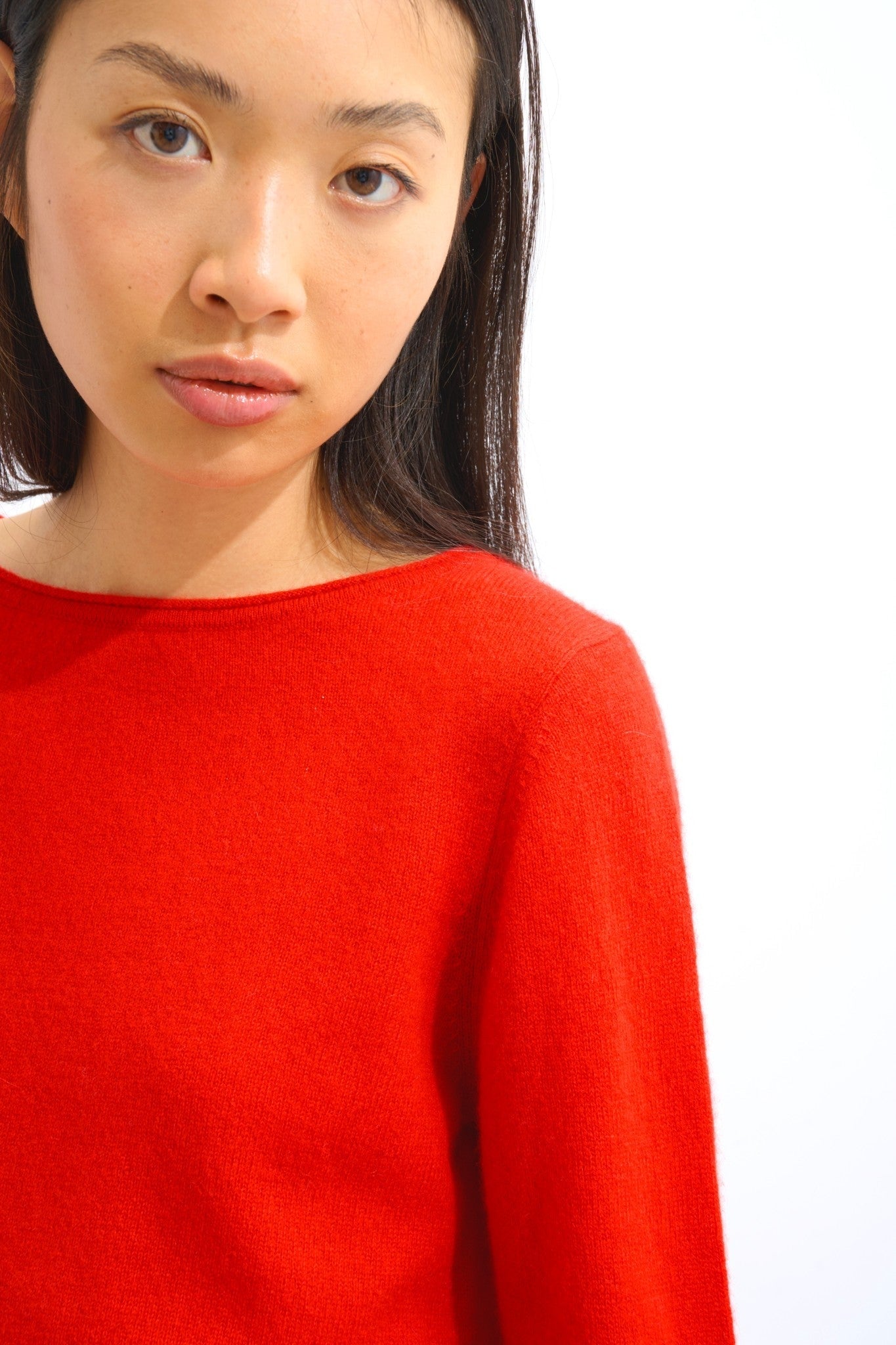 criou pull col bateau rouge 100% cachemire