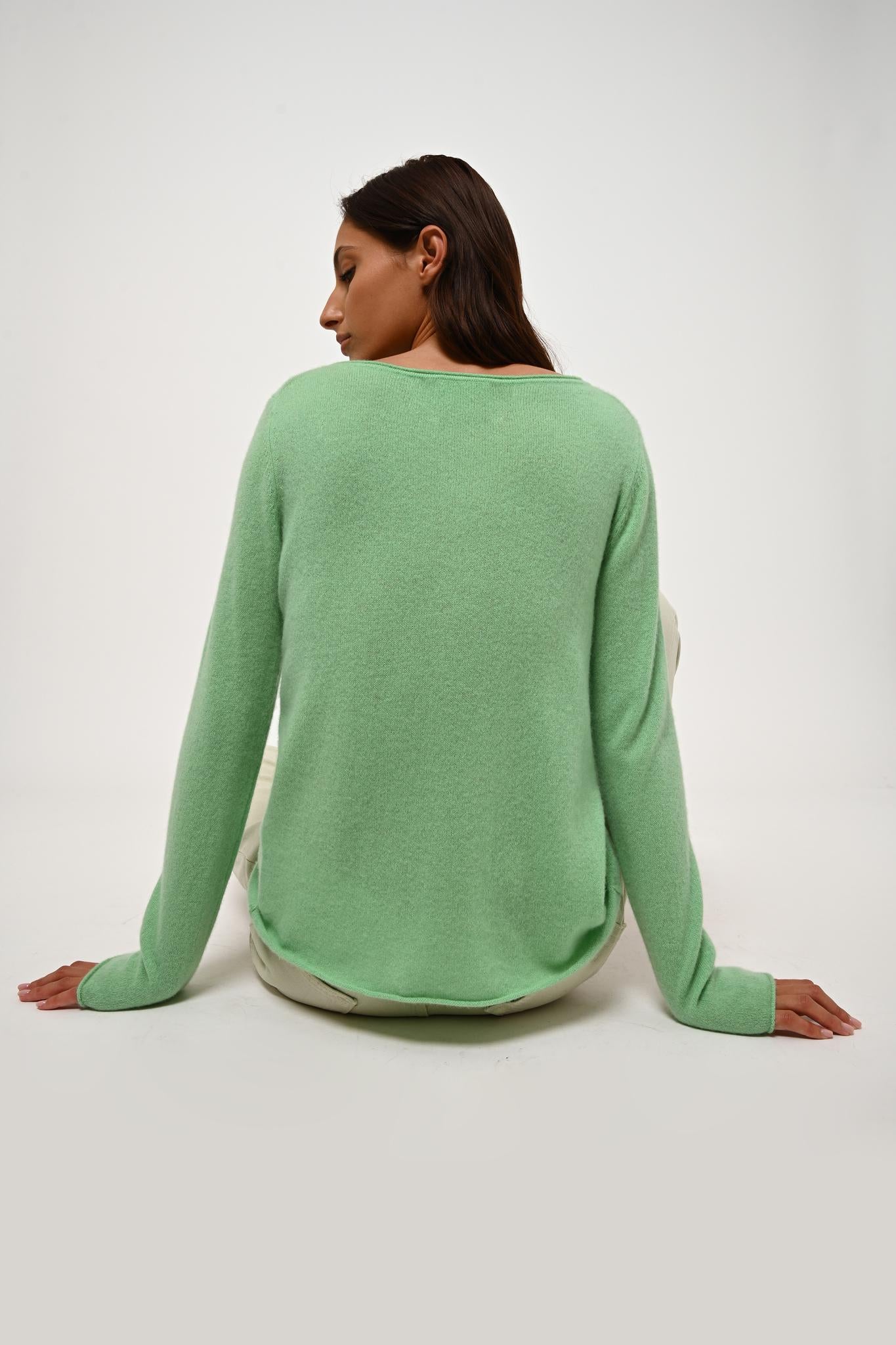 CRIOU boat-neck sweater lime 100% cashmere