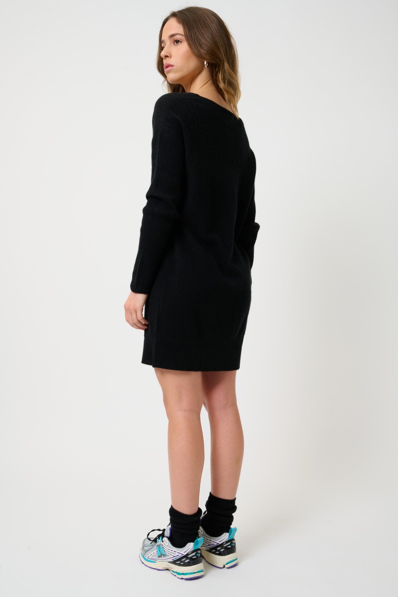 dana robe col u noir 100% cachemire