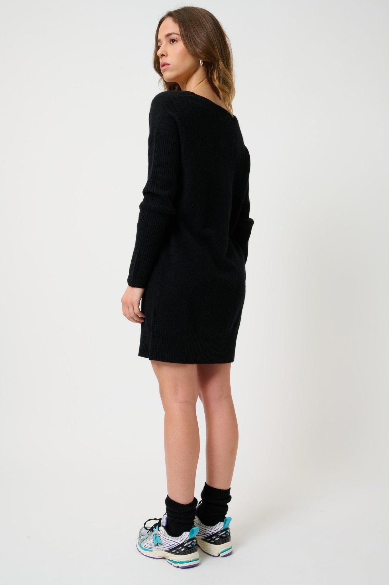 dana robe col u noir 100% cachemire