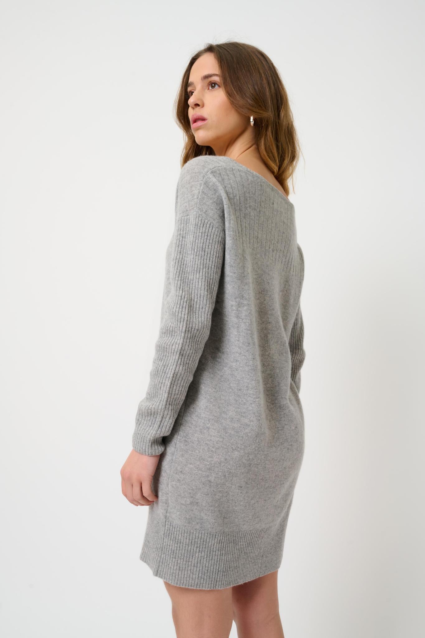 DANA robe col u nuage chiné 100% cachemire