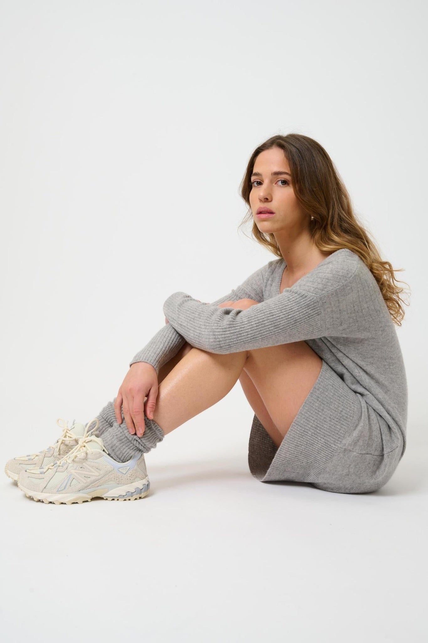 DANA robe col u nuage chiné 100% cachemire