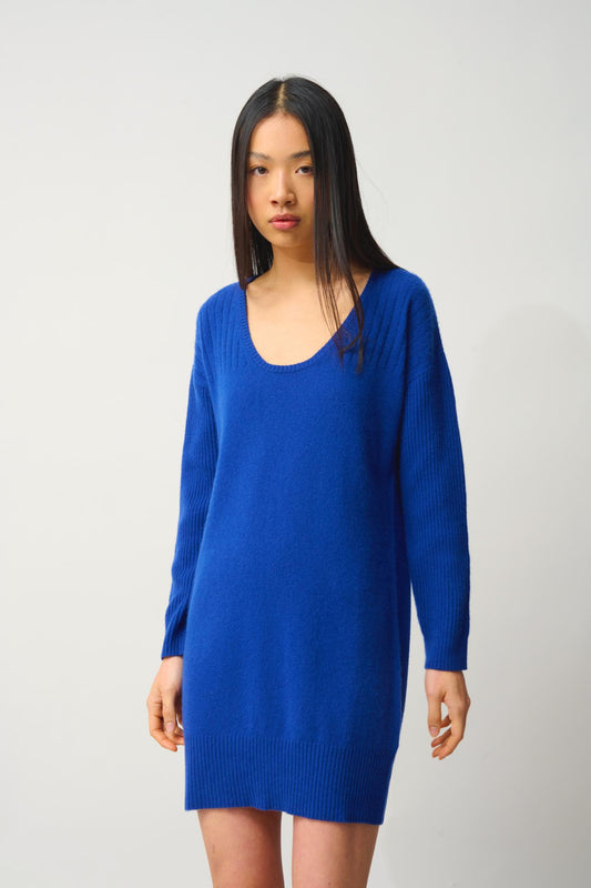 DANA ultramarine u-neck dress 100% cashmere