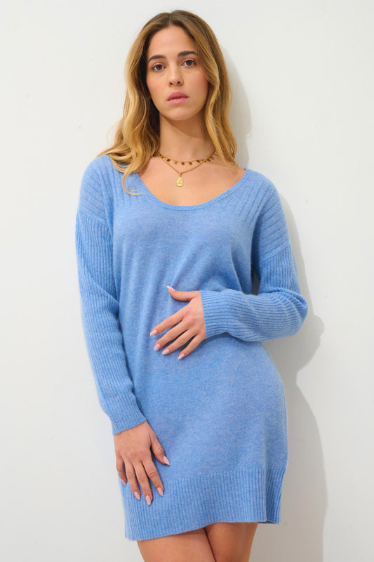 DANA u-neck dress sky 100% cashmere