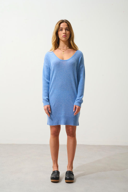 DANA u-neck dress sky 100% cashmere