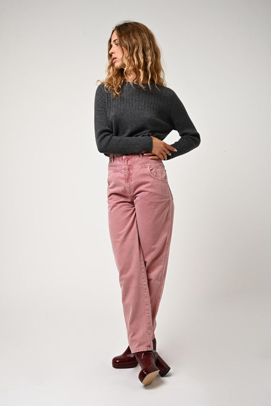 DARIA round-neck sweater anthracite mottled 100% cashmere